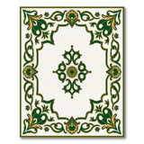 Ornate Green Gold Persian Medallion Area Rug