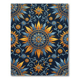 Navy Sunflower Medallion Area Rug