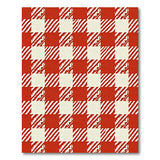 Red Gingham Check Area Rug with Leaf Motifs