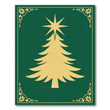 Golden Christmas Tree Silhouette on Emerald Green Rug