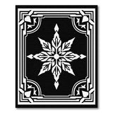 Ornate Snowflake Black White Geometric Area Rug