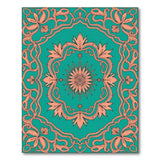 Blue and Teal Teal Coral Persian Medallion Area Rug