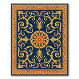 Multi-color and Patterns Navy Blue Gold Ornate Medallion Area Rug