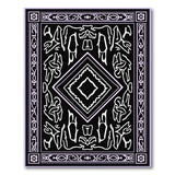 Purple Border Black Heritage Tribal Area Rug