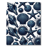 Blue and Teal Blue Seashell Starfish Coastal Area Rug