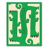 Playful Green Crocodile 'U' Kids Cartoon Rug