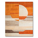 Orange Geometric Sun Abstract Area Rug