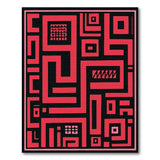 Red Bold Red Black Geometric Maze Area Rug
