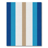 Blue Teal Tan Striped Geometric Area Rug