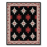 Black Persian Floral Rug with Red Border