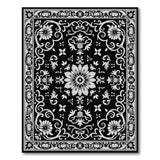 Elegant Black White Persian Floral Area Rug