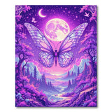 Magical Purple Butterfly Moon Forest Area Rug