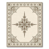 Ornate Beige Persian Rug with Camel Peacock Motifs