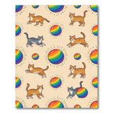 Whimsical Cats Rainbow Balls Washable Area Rug