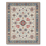 Cream Heritage Tribal Rug with Navy Border
