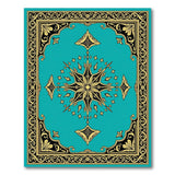 Ornate Teal Star Medallion Area Rug