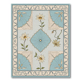 Teal Lotus Floral Area Rug with Ornate Borders