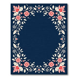 Pink Floral Navy Border Vintage Rug
