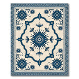 Navy Blue Persian Sunburst Floral Rug