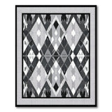 Black and White Modern Black White Geometric Diamond Rug
