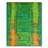 Green Vibrant Green Geometric Stripe Area Rug