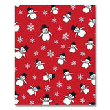 Playful Snowmen Snowflakes Red Area Rug