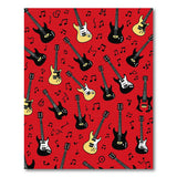 Red Electric Guitars Music Notes Area Rug
