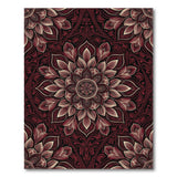 Deep Red Floral Medallion Area Rug