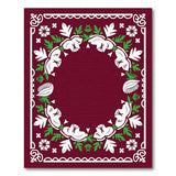 Red Floral Cutout Wreath Area Rug