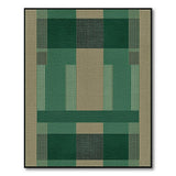 Green Geometric Grid Area Rug