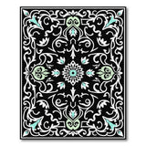 Ornate Black Teal Persian Medallion Rug