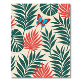 Vibrant Palm Leaf Butterfly Area Rug