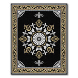 Ornate Black Gold Persian Medallion Area Rug