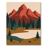 Red Peaks Pine Forest River Rug