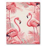 Vibrant Pink Flamingos Leaf Area Rug