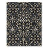 Dark Gray Floral Quatrefoil Medallion Rug