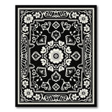 Elegant Black White Persian Floral Rug