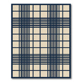 Navy and Beige Plaid Geometric Area Rug
