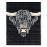 Shaggy Highland Cow Head Area Rug
