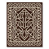 Ornate Brown Ivory Persian Border Area Rug