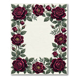 Vintage Red Rose Floral Frame Rug