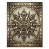 Gold and Silver Ornate Gold Sunburst Distressed Area Rug
