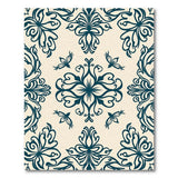 Teal Floral Ornate Area Rug