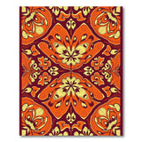 Vibrant Orange Floral Vintage Area Rug