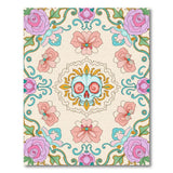 Ornate Pink Skull Floral Area Rug