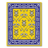 Yellow Persian Floral Rug with Blue Border