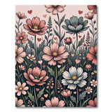 Blush Pink Cosmos Flowers Hearts Floral Rug