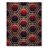 Red Gold Hexagon Geometric Area Rug