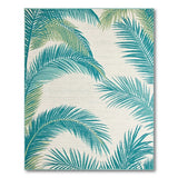 Blue and Teal Palm Leaf Coastal Area Rug
