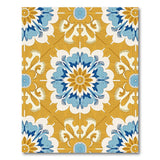 Blue Gold Floral Medallion Area Rug